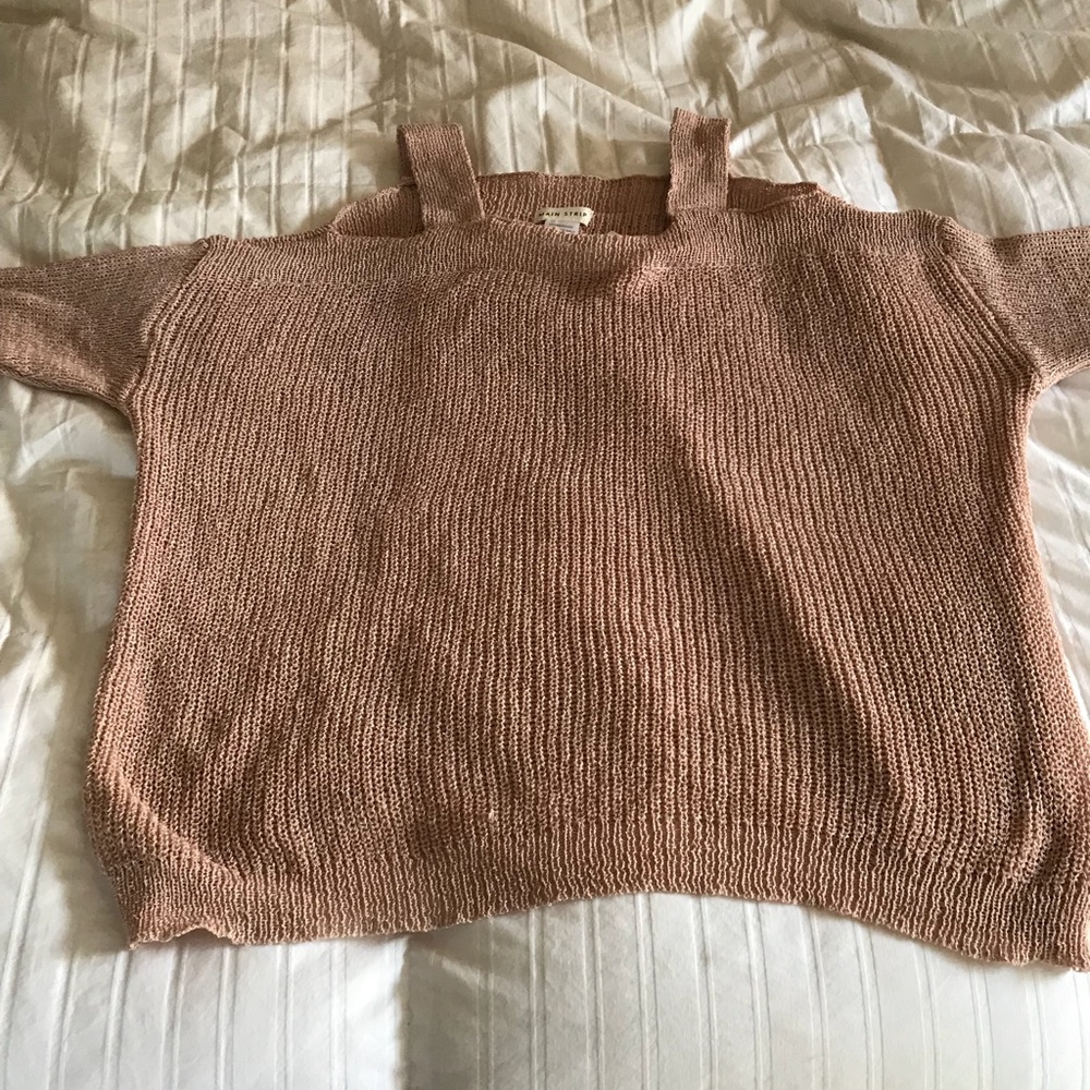 Brown off the cut out shoulder sweater - size S